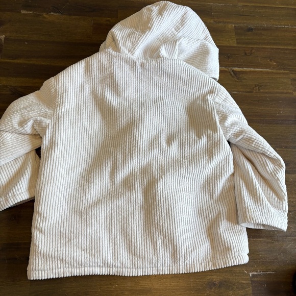 Zara Baby Corduroy Chore Jacket Hooded Cream Button Front Faux Fur 2T 3T - Picture 4 of 5